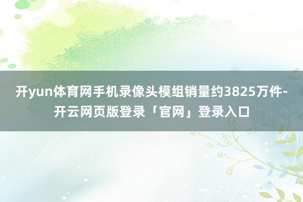 开yun体育网手机录像头模组销量约3825万件-开云网页版登录「官网」登录入口
